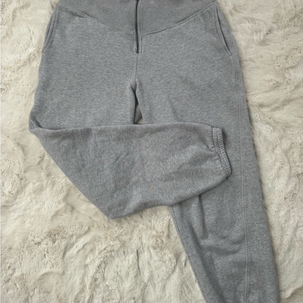 AERIE Fleece Corset Gray Zip Up Tapered Jogger Size Large